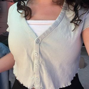 cute cropped button up shirt , teal color from h&m